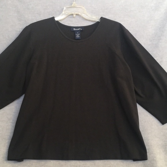 Denim & Co Cotton Stretch Knit Wardrobe Staple Basic Black Top - Picture 1 of 9